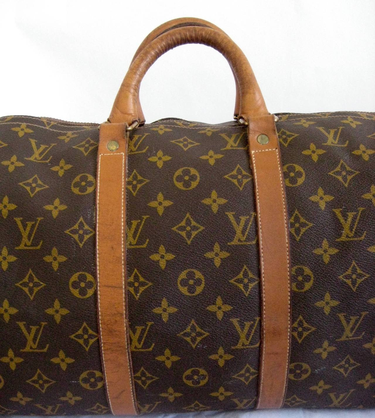 1970s Louis Vuitton French Company Keep All 45 Duffle Bag In Good Condition In Chicago, IL