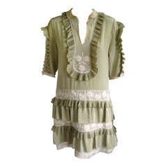 1970s Chloe Silk Ruffle Dress