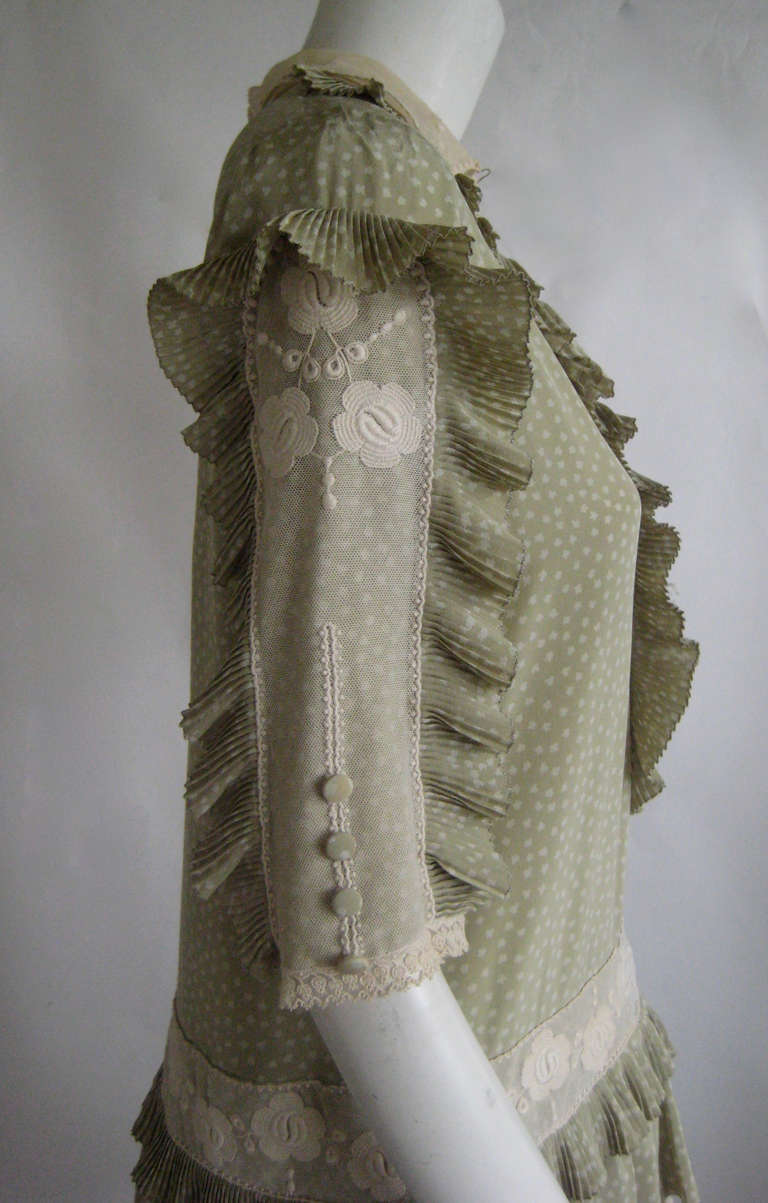1970s Chloe Silk Ruffle Dress 2