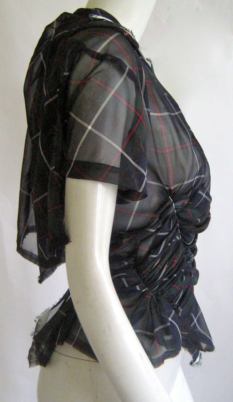 Comme Des Garcons Tartan Blouse In Excellent Condition In Chicago, IL