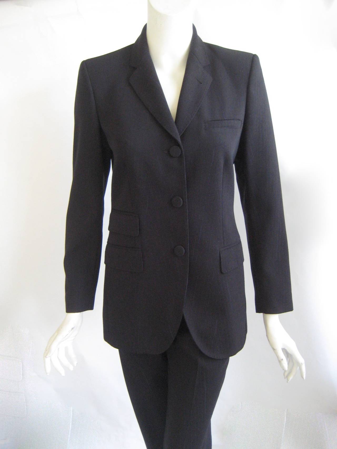 1990s Jean Paul Gaultier Black Pin Stripe Trouser Suit In Excellent Condition For Sale In Chicago, IL