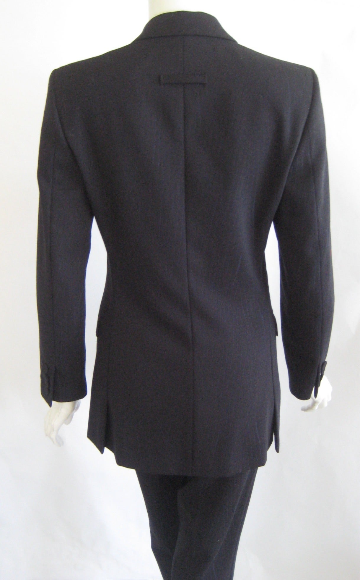 1990s Jean Paul Gaultier Black Pin Stripe Trouser Suit For Sale 3