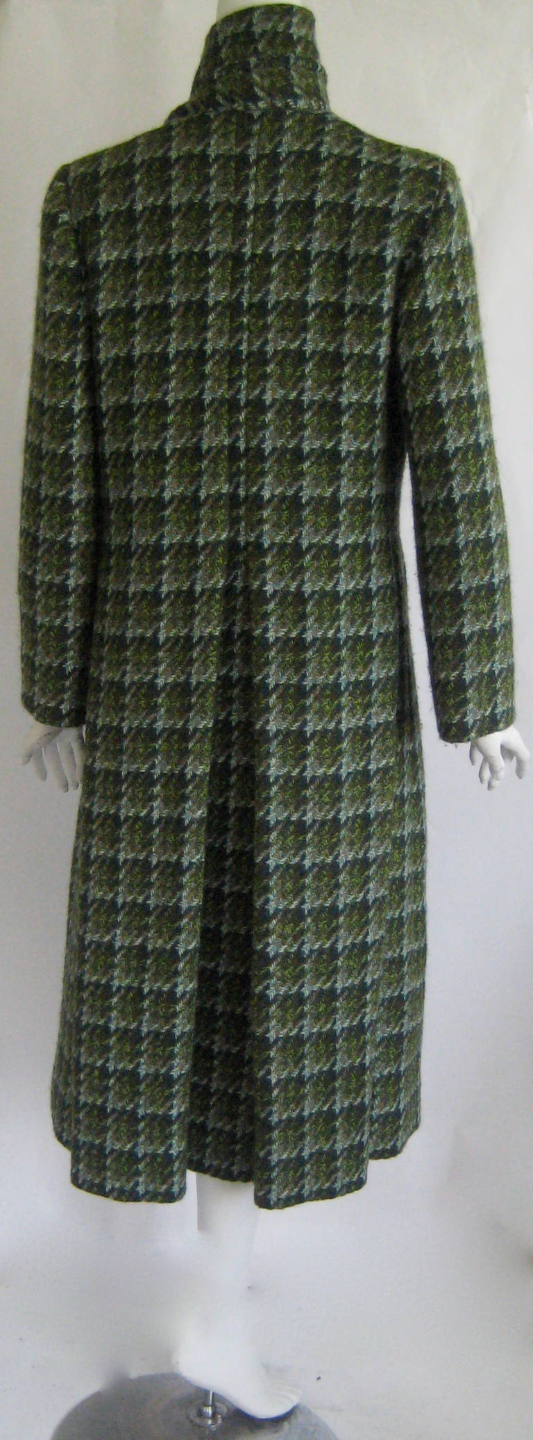 1960s Pauline Trigere Green Wool Tweed Coat For Sale 2