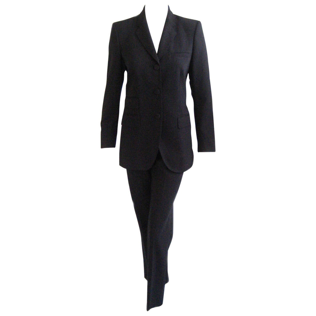 1990s Jean Paul Gaultier Black Pin Stripe Trouser Suit For Sale