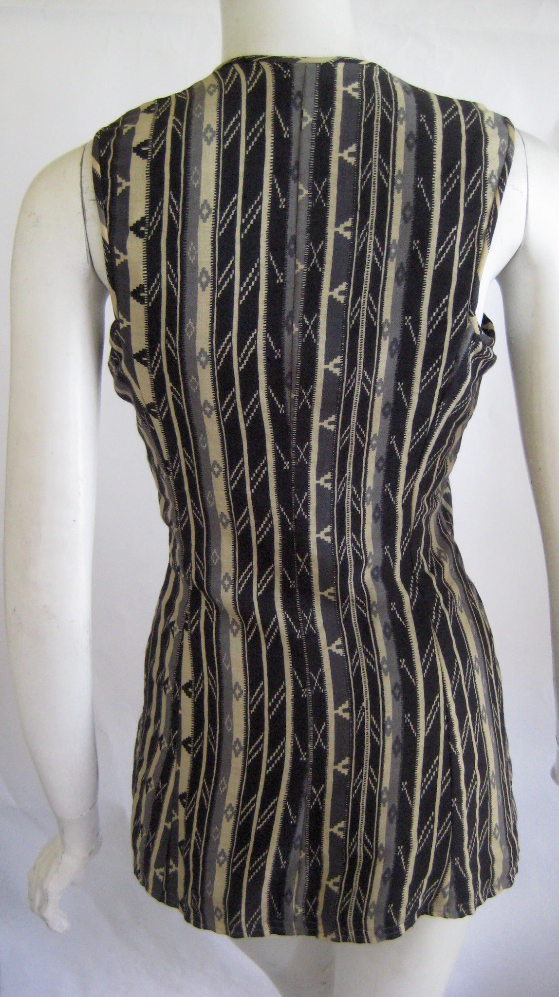 1970s Thea Porter Couture Ikat Wool Vest As Found For Sale 1