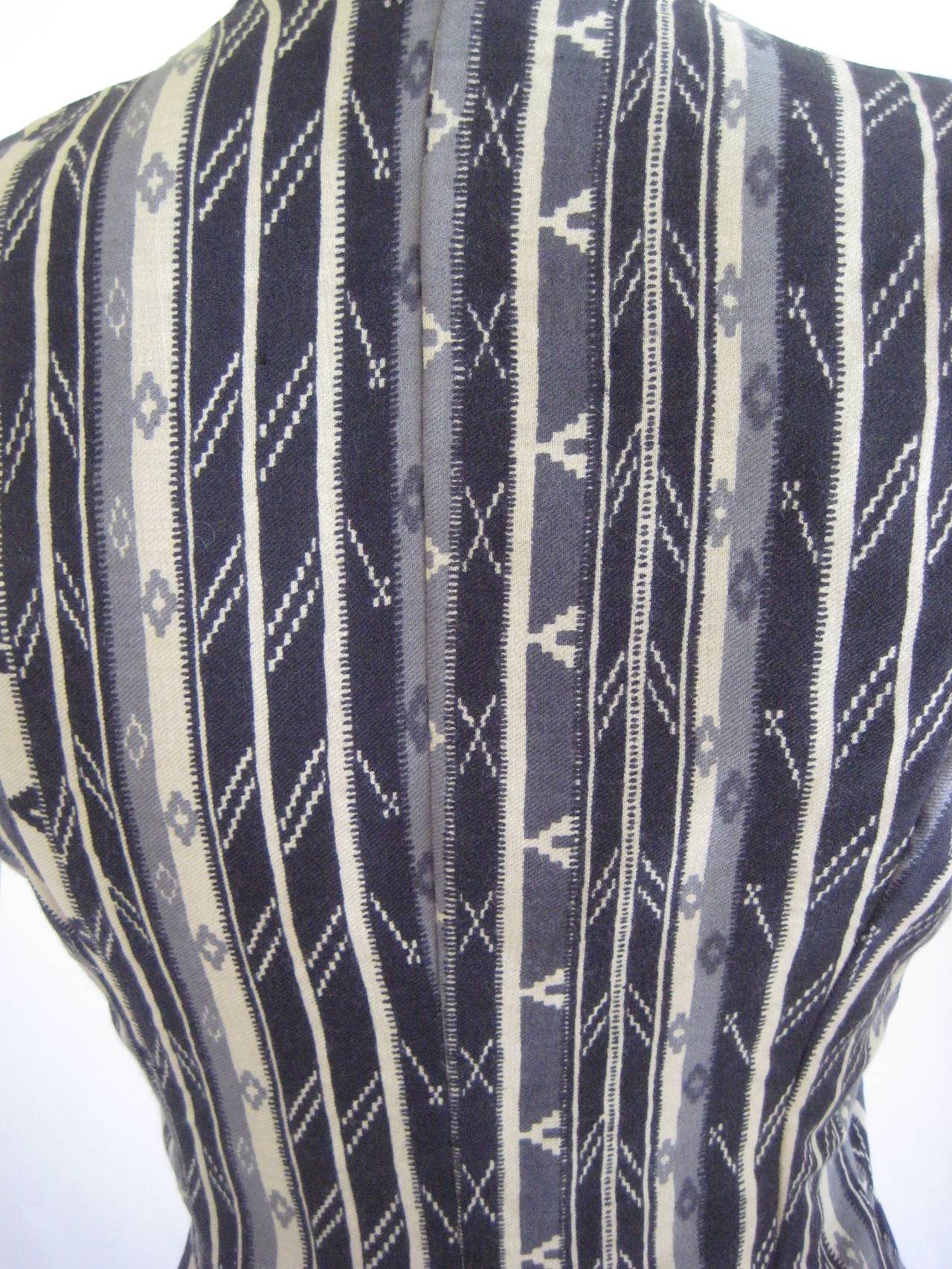 1970s Thea Porter Couture Ikat Wool Vest As Found For Sale 4