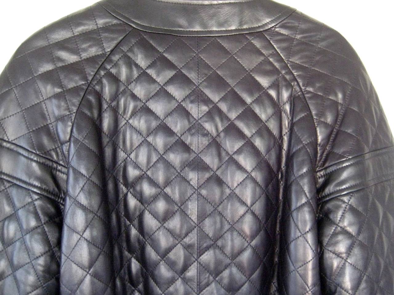 Women's 1990s Chanel Quilted Black Leather Bomber Jacket