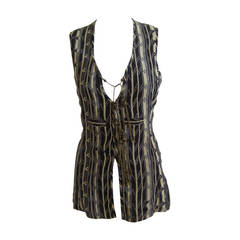 1970s Thea Porter Couture Ikat Wool Vest As Found