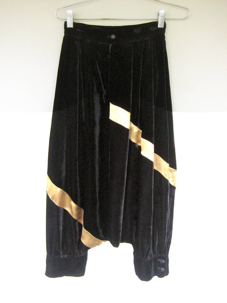 Women's 1980s Krizia Velvet Harem Pants For Sale