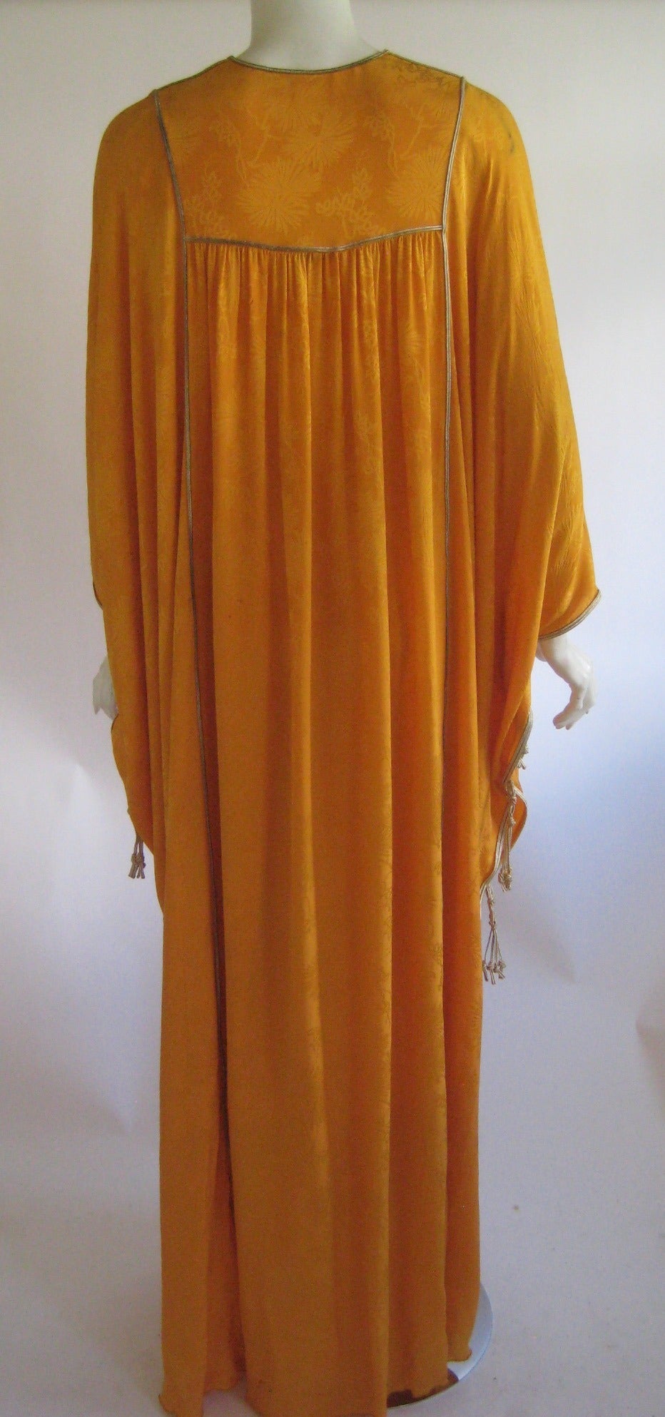 1970s Thea Porter Asian Influence Jacquard Silk Caftan 2