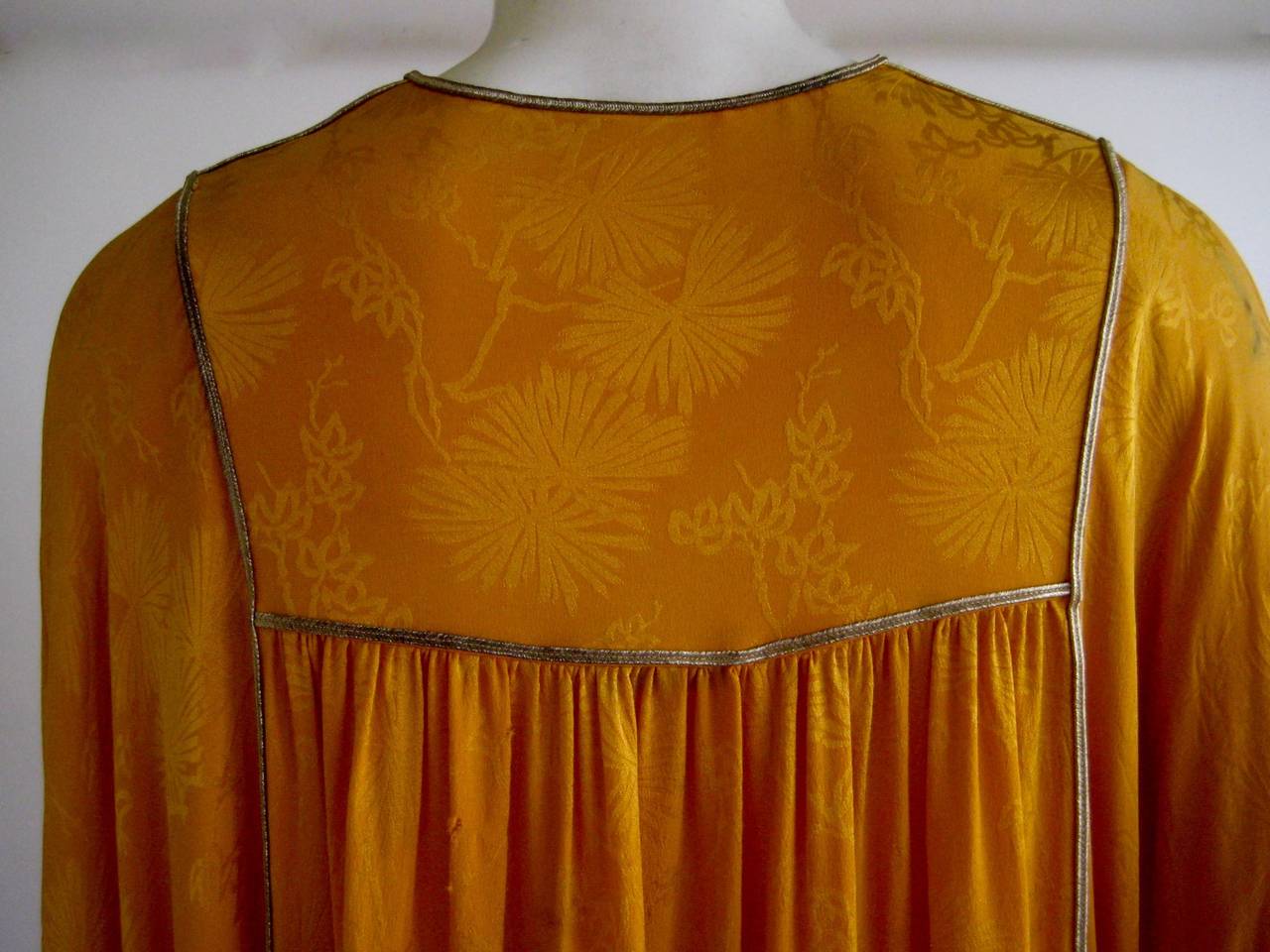 1970s Thea Porter Asian Influence Jacquard Silk Caftan 3