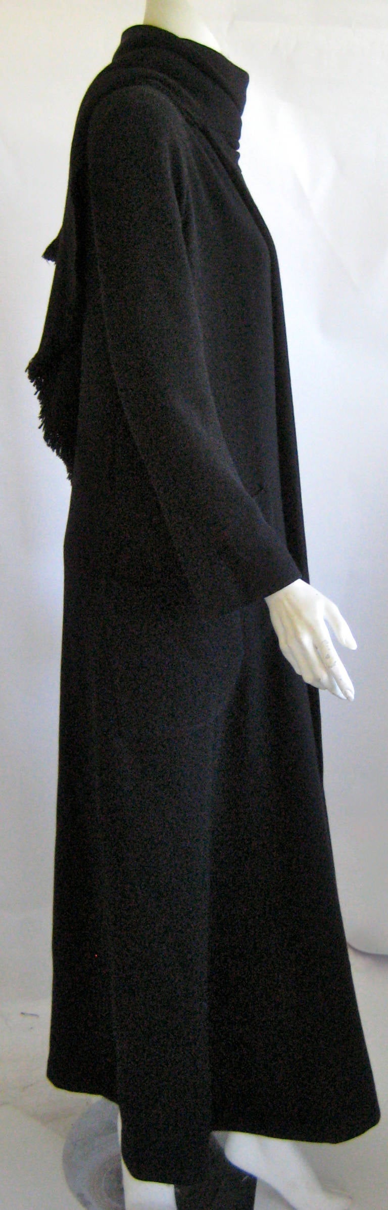 Yohji Yamamoto Maxi Coat with Attached  Scarf In Excellent Condition For Sale In Chicago, IL