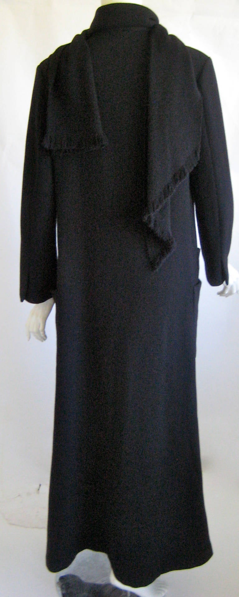 Yohji Yamamoto Maxi Coat with Attached  Scarf For Sale 1