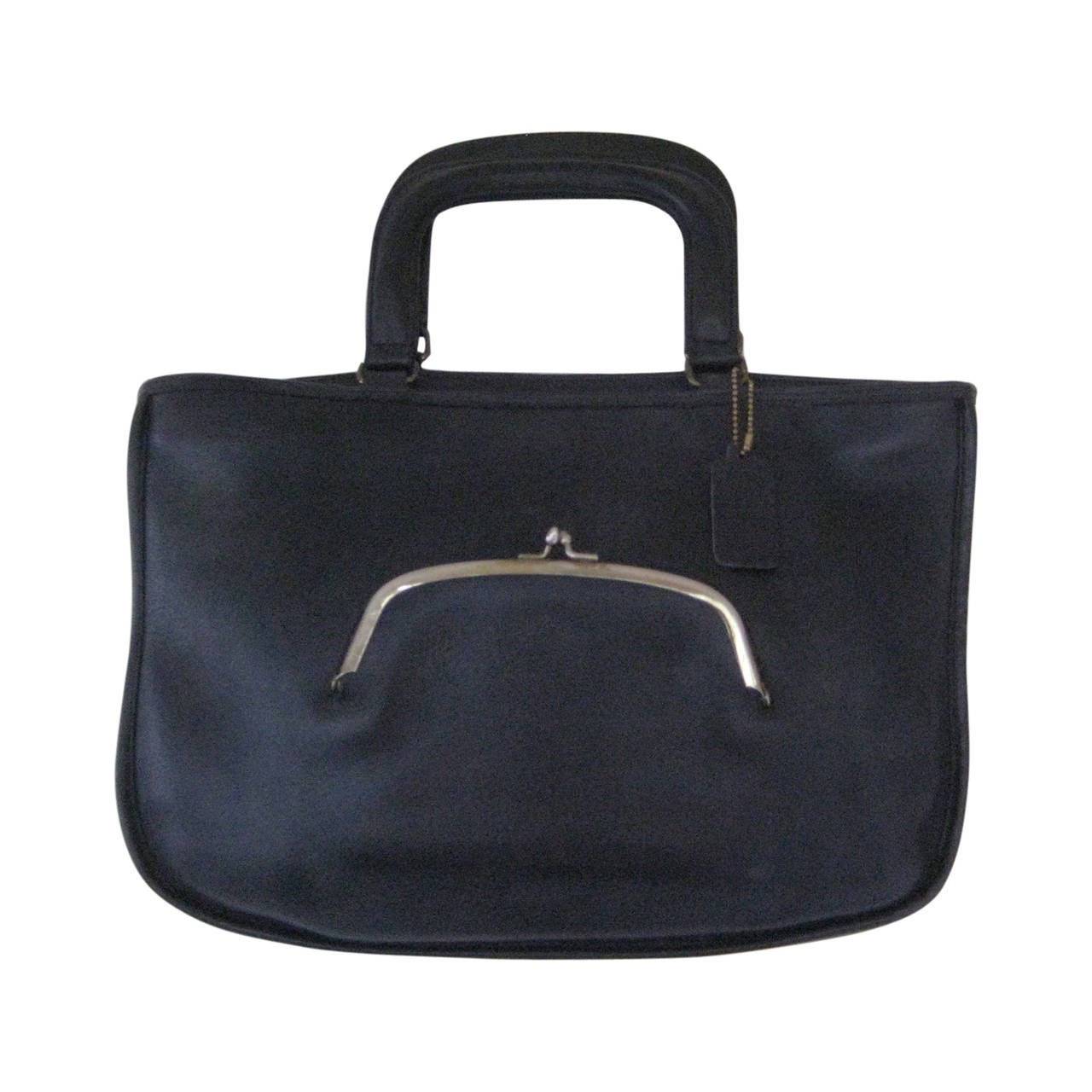 1960s Bonnie Cashin for Coach Navy Blue Leather Bag For Sale
