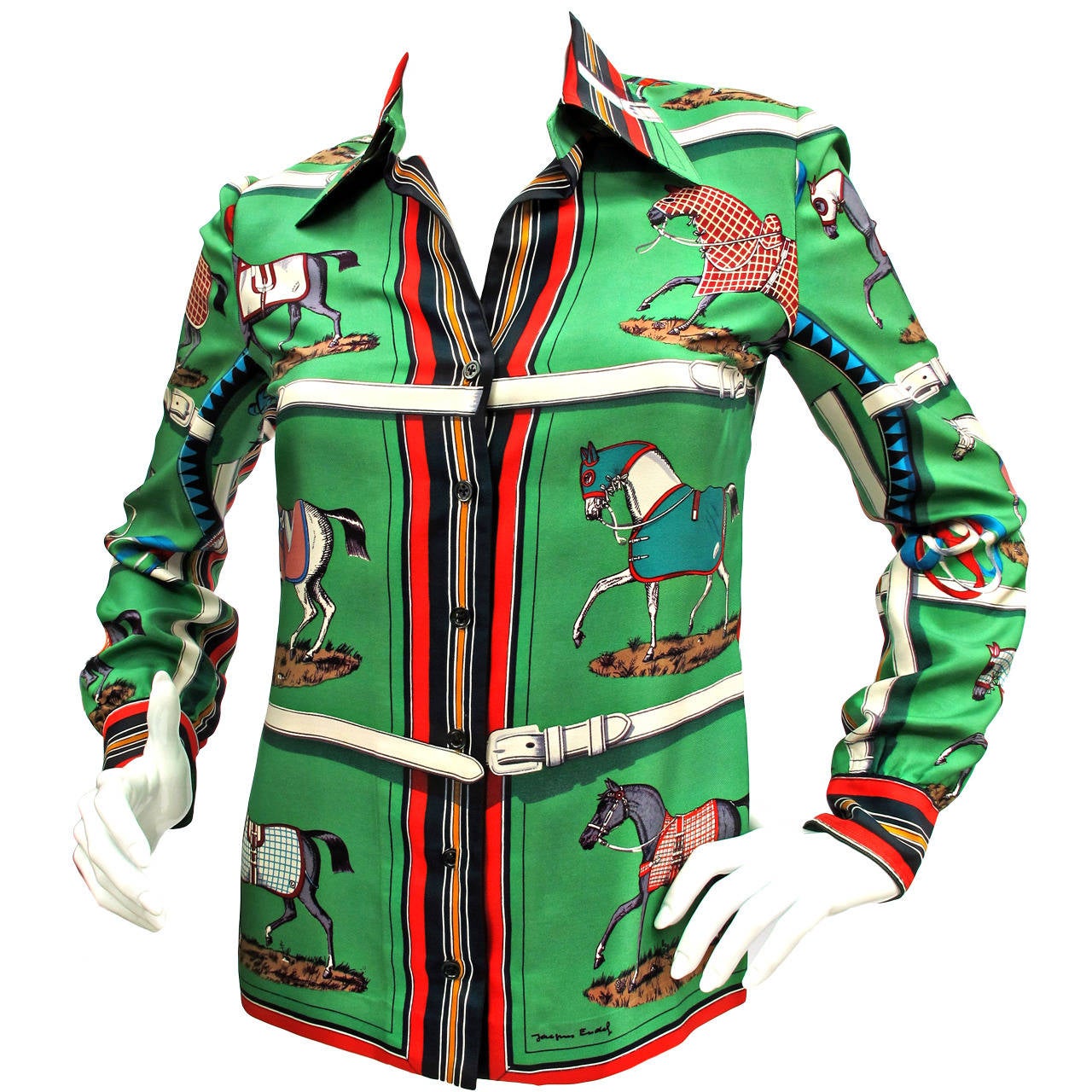 1970
s Hermes Silk Blouse "Couvertures Et Tenues De Jour" by Jacques Eudel