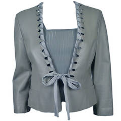 Giorgio Armani Dove Grey Lambskin Jacket with Matching Knit Camisole