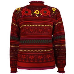 Kenzo 1970s Embroidered Wool Sweater