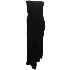 Herve Leger Black Bandage Dress with Flared Hem