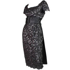 1950's Maxwell Shieff Sequined Lace Cocktail Dress