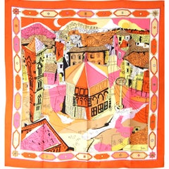 Emilio Pucci 1960s Orange & Black Silk Abstract Florentine Pallazzo Print
