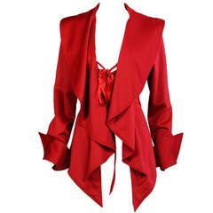 Gianfranco Ferre Red Cashmere Corset Style Jacket