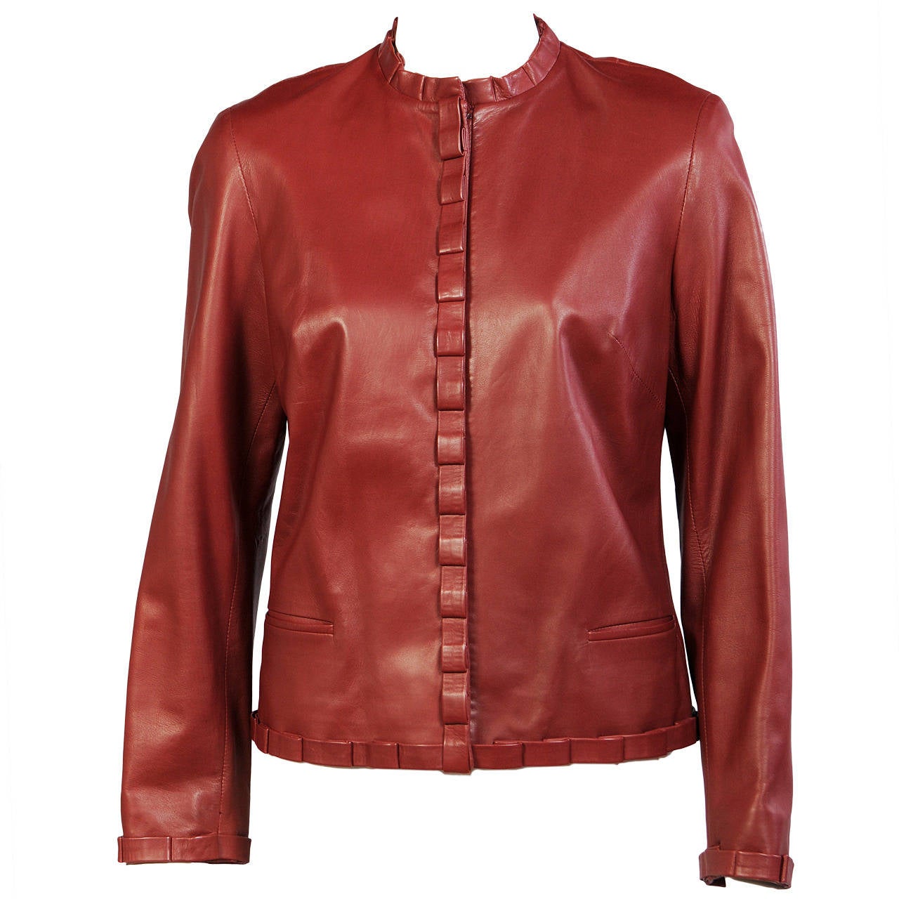 Carolina Herrera Buttery Soft Red Leather Jacket For Sale at 1stdibs