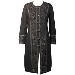 Oscar de la Renta Heavily Embellished Wool Coat