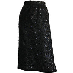 Gorgeous Vintage Yves Saint Laurent " Rive Gauche " Black Sequin Skirt