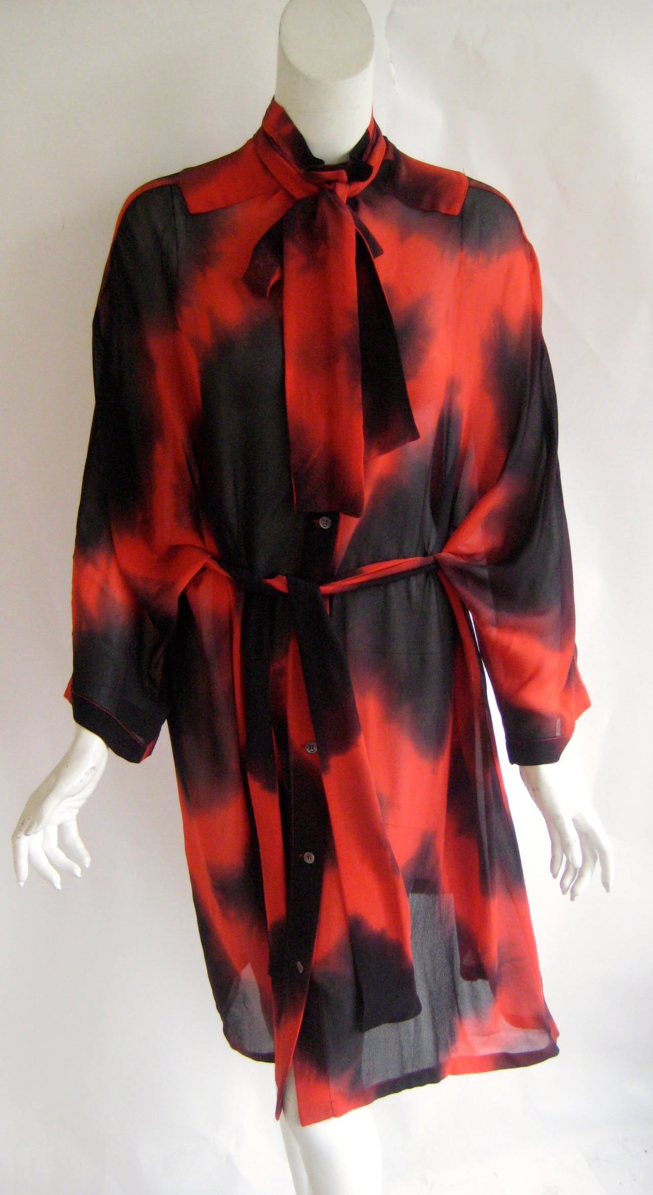 Rare Early Demeulemeester Ombre Silk Chiffon Tunic Dress In Excellent Condition In Chicago, IL