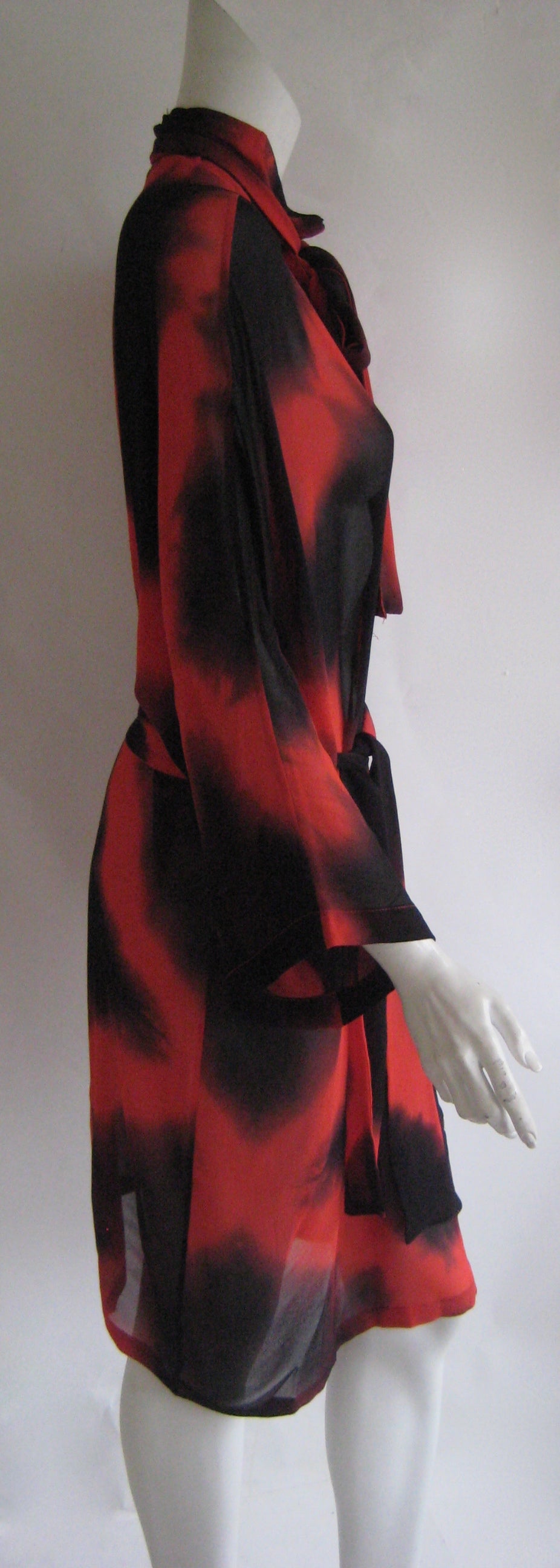 Women's Rare Early Demeulemeester Ombre Silk Chiffon Tunic Dress