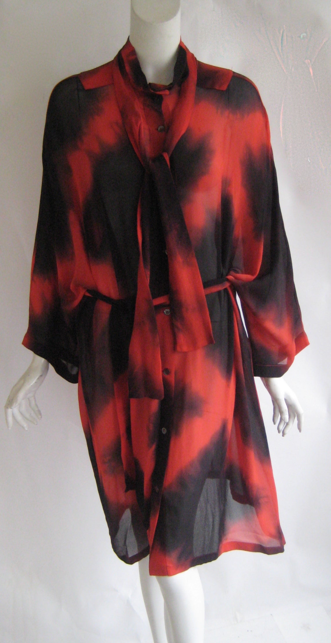 Rare Early Demeulemeester Ombre Silk Chiffon Tunic Dress 2