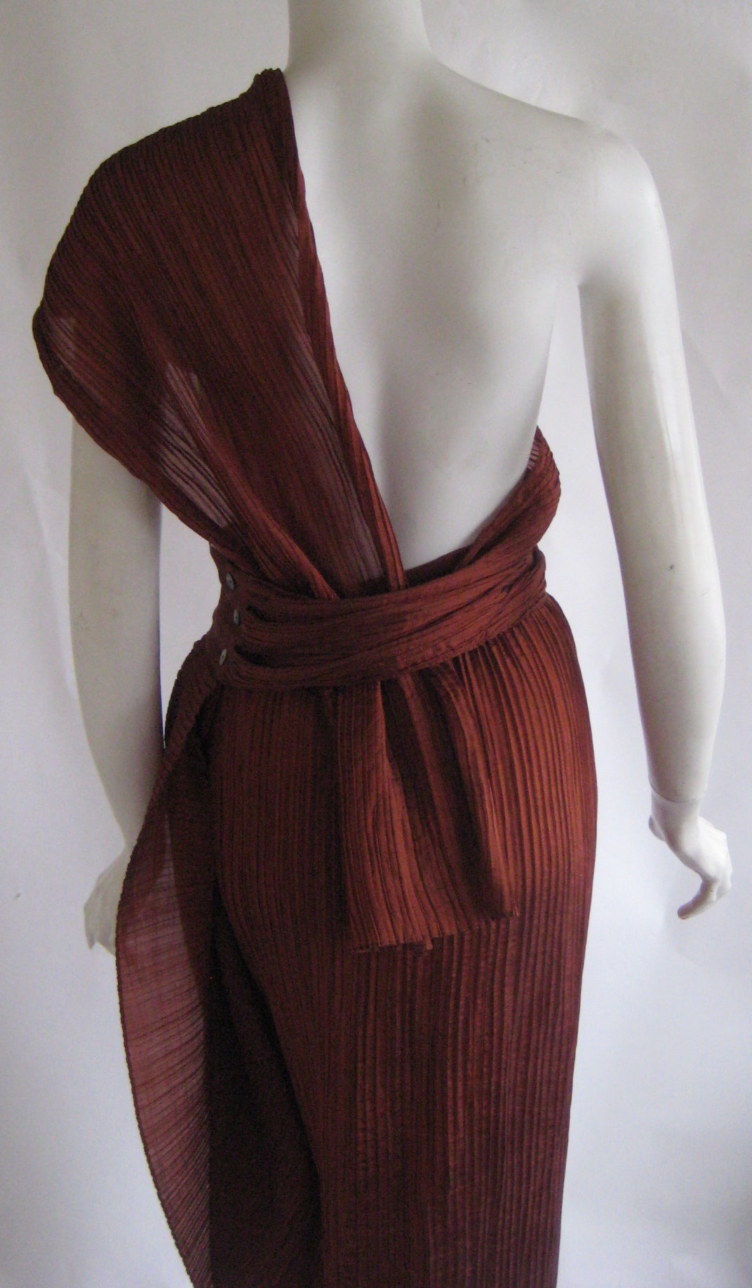 1990s Romeo Gigli Pleated Silk Wrap Dress 2