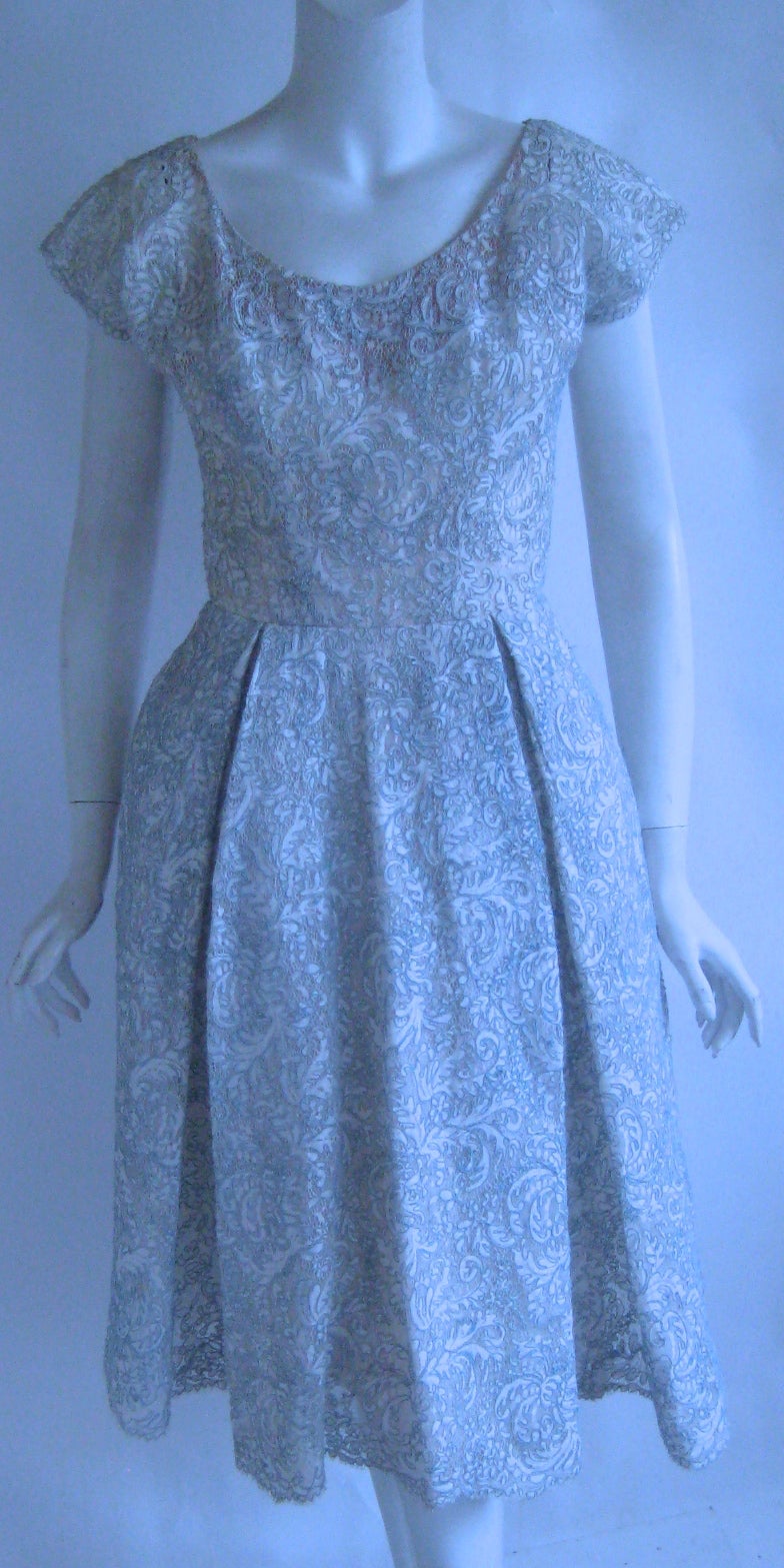 1950s Sophie For Saks Illusion Lace Dress In Excellent Condition For Sale In Chicago, IL