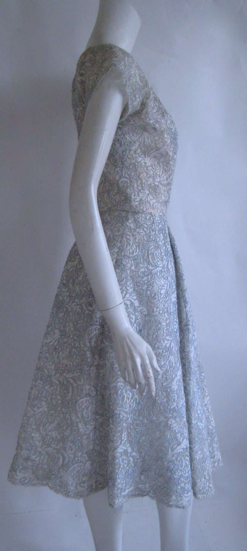 Women's 1950s Sophie For Saks Illusion Lace Dress For Sale
