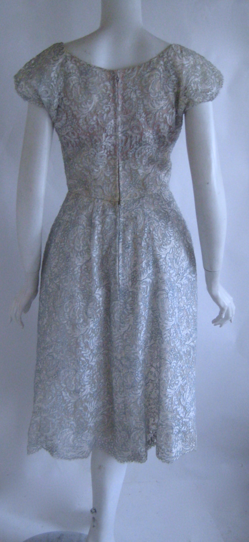 1950s Sophie For Saks Illusion Lace Dress For Sale 1
