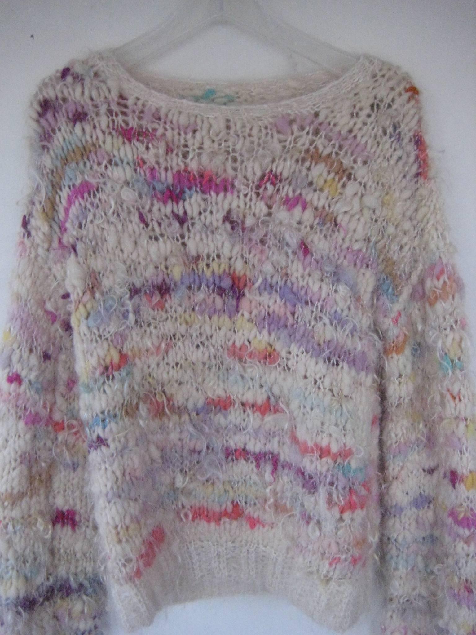 1970s Punk Rock Hand Knit Mohair Fishnet Jumper Sweater In Excellent Condition In Chicago, IL