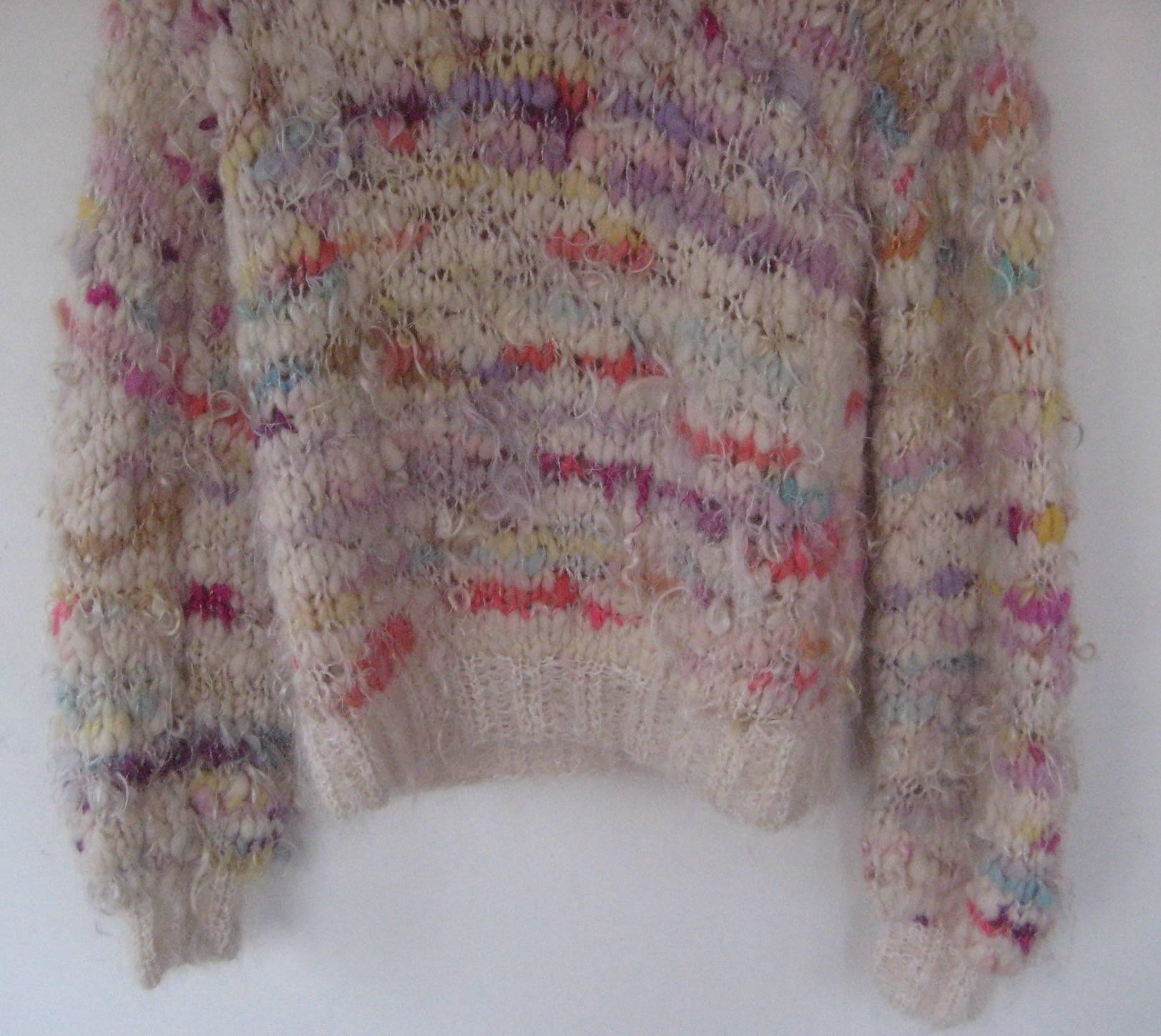 1970s Punk Rock Hand Knit Mohair Fishnet Jumper Sweater 1