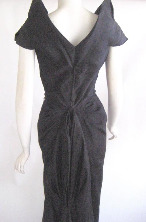 Fabulous 1930s Black Silk Faille Bustle Train Evening Gown at 1stDibs