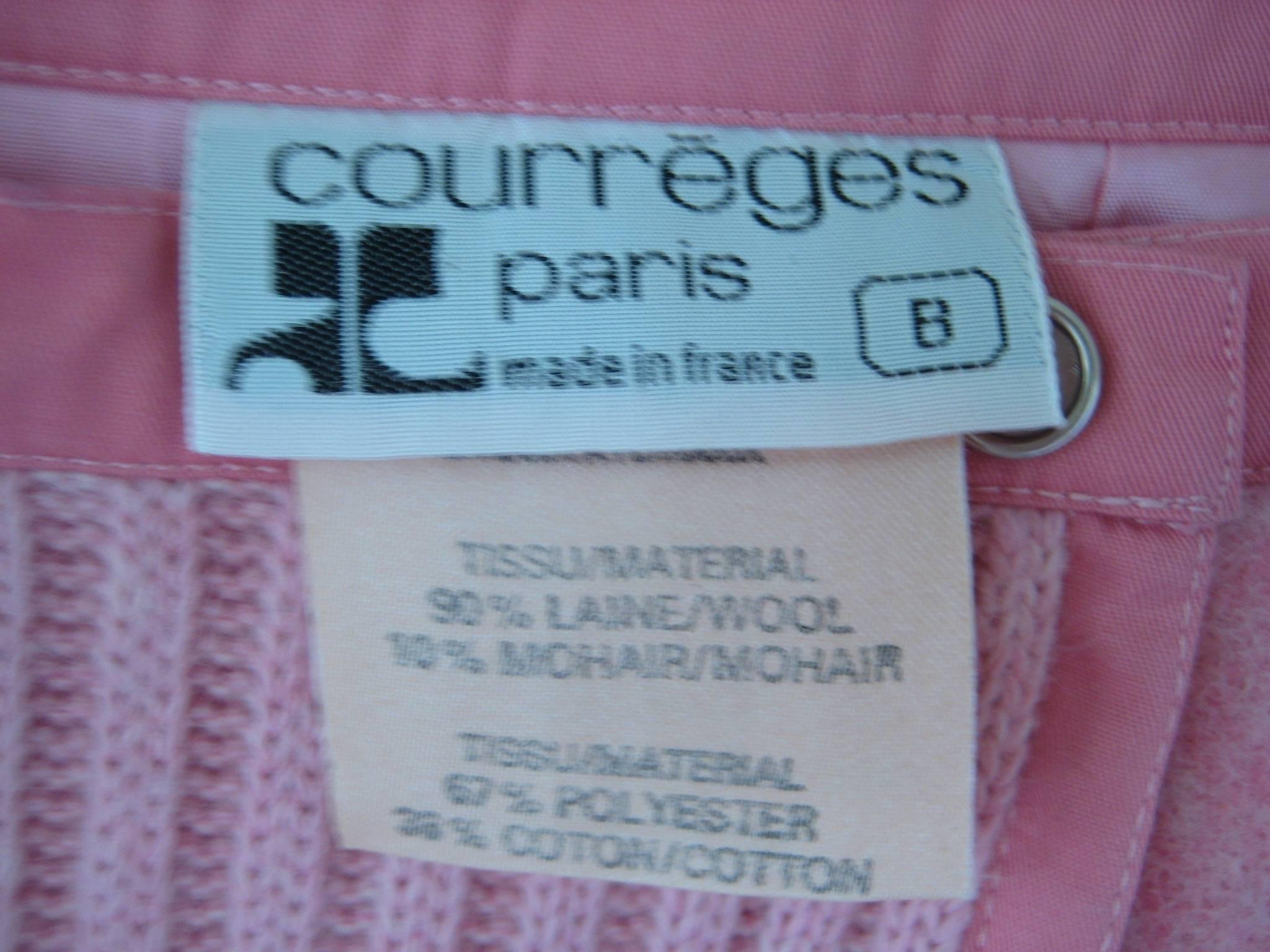 1960s Courreges Pink Sweater Skirt 3