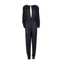 Navy Open Knit Jumpsuit