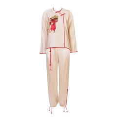 Ms MIN Hand Embroidered Silk Payjama Set