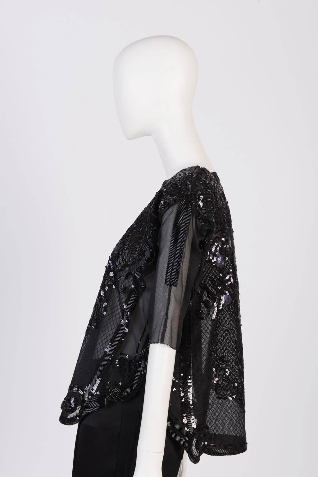 Black  Ms MIN Embellished Lion Organza Blouse For Sale