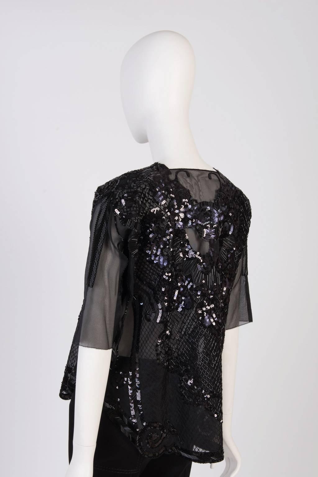  Ms MIN Embellished Lion Organza Blouse In New Condition For Sale In Xiamen, Fujian