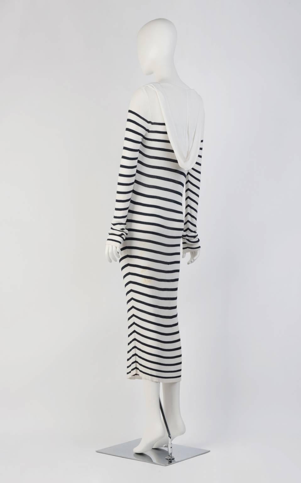 Gray Jean Paul Gultier Striped Hoodie Dress For Sale