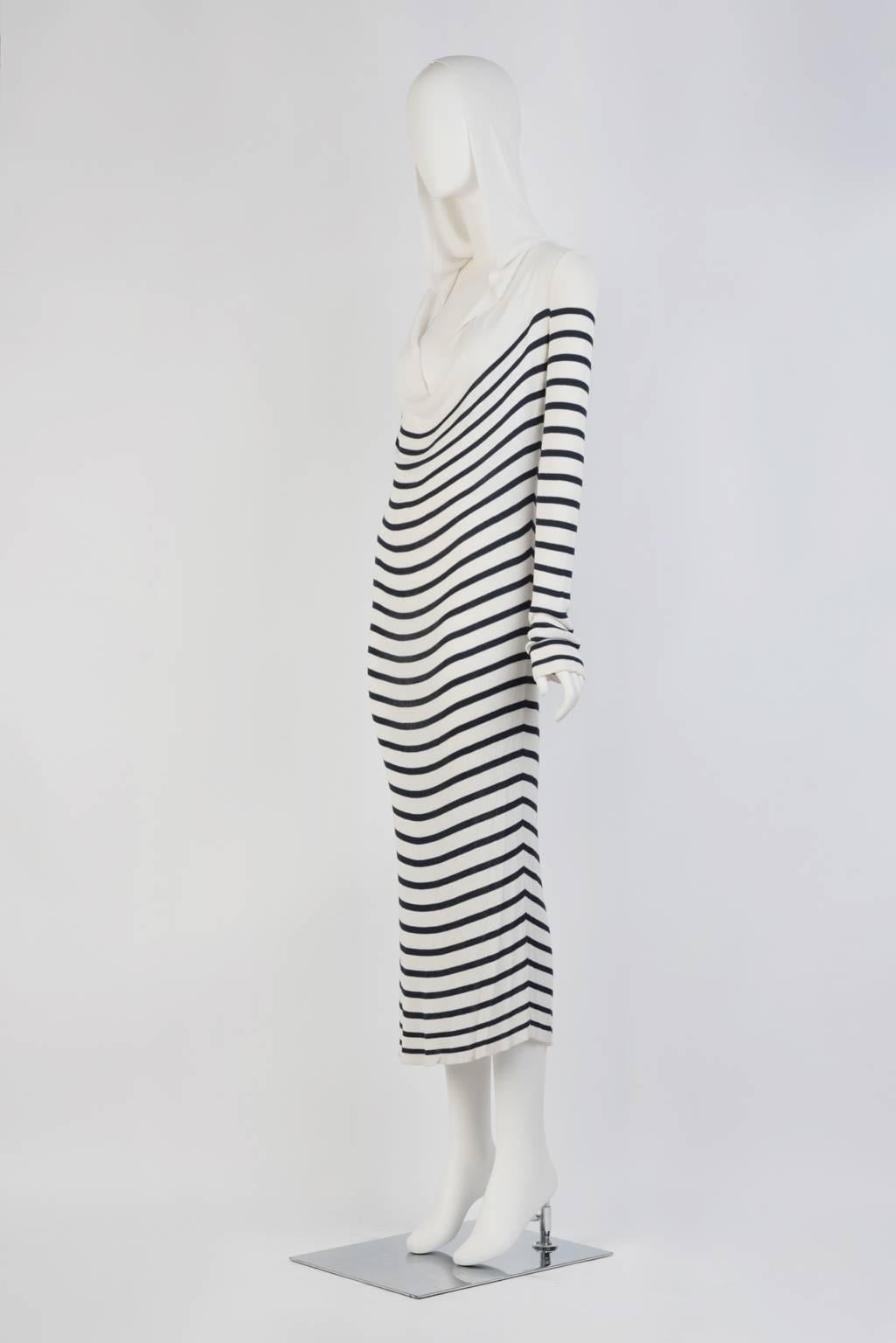 Jean Paul Gultier Striped Hoodie Dress In Good Condition For Sale In Xiamen, Fujian