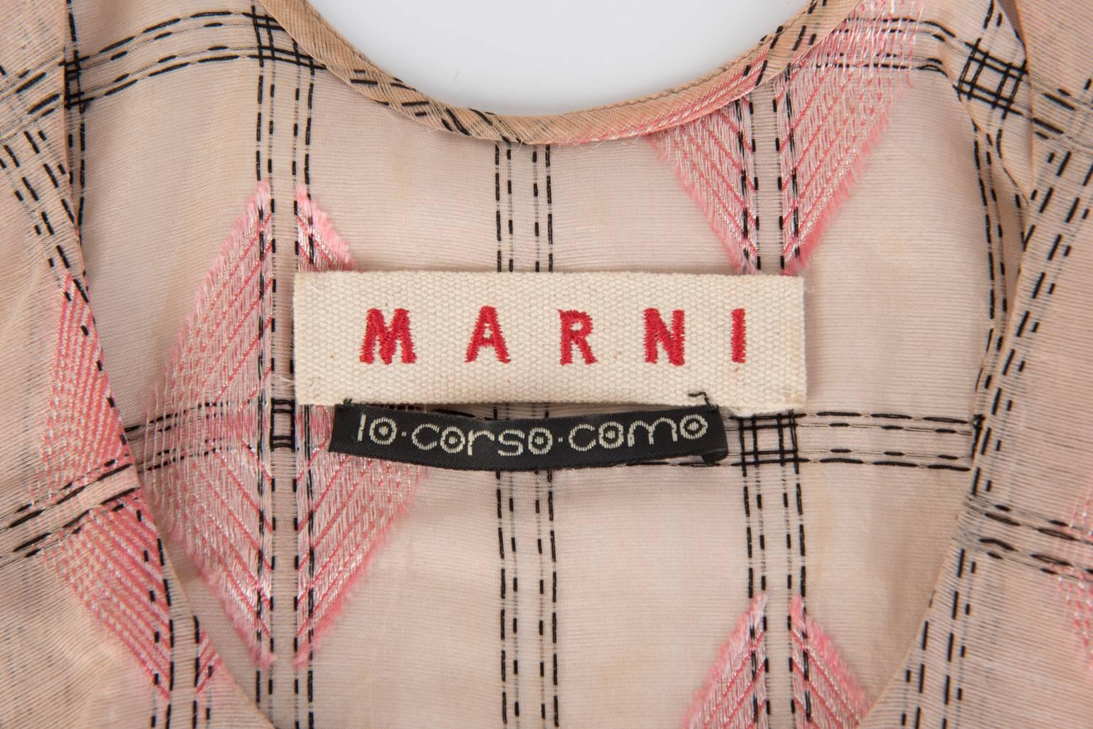 Marni Embroidered Drape Dress For Sale 3