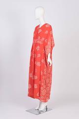 Red Felted Floral Maxi  Dress