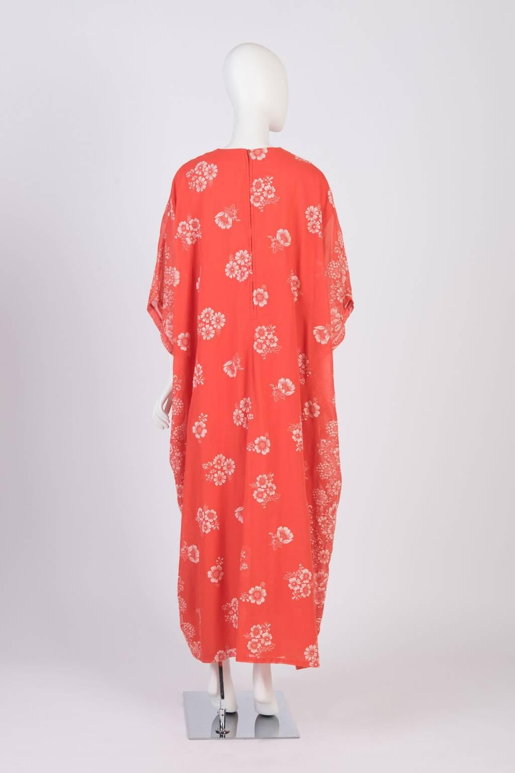 Women's Red Felted Floral Maxi  Dress For Sale