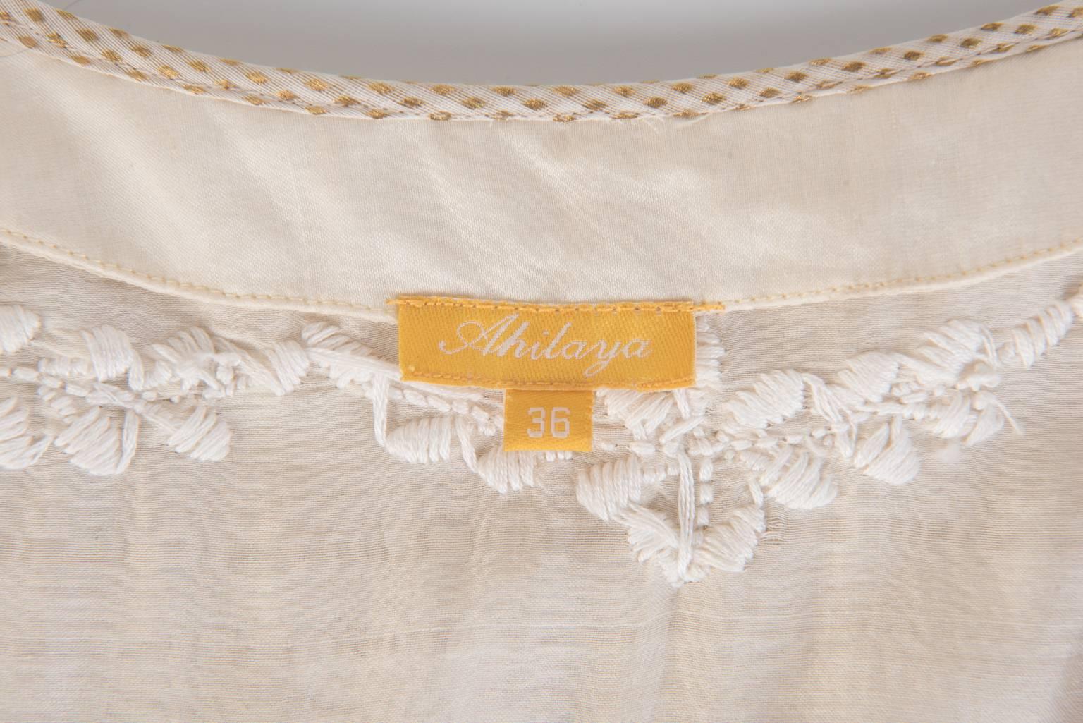 Ahilaya Gold trimmed tunic dress For Sale 1