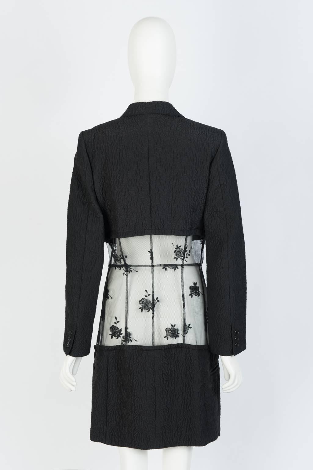 2001 COMME des GARCONS Tuxedo Coat With Sheer Panel In New Condition For Sale In Xiamen, Fujian